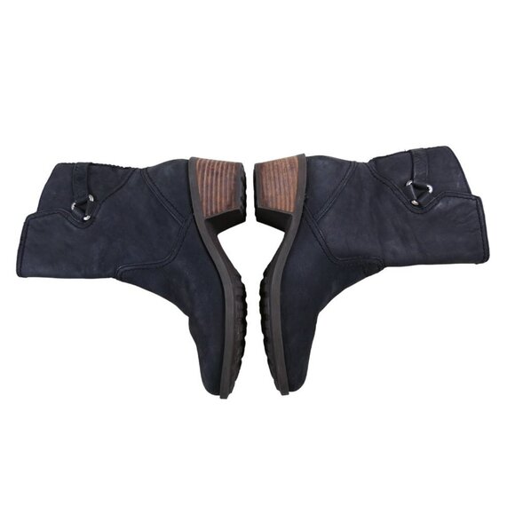 TEVA FOXY NUBUCK LEATHER ZIP BOOTS MID CALF STACKED HEEL RUBBER SOLE SZ 7 #631 - Picture 5 of 9